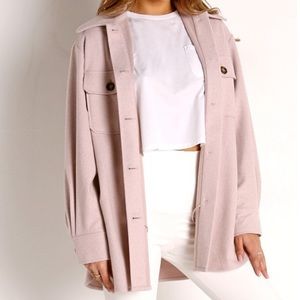 Oversized Mauve Light Pink Shirt Jacket
